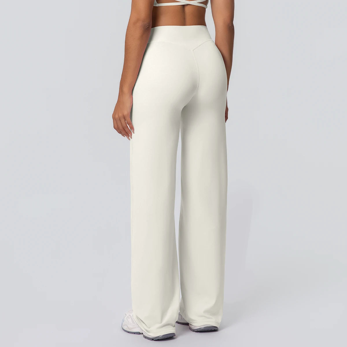 Dames Ademende Wijde Pijp Yogabroek – High Waist Sportbroek voor Buiten & Gym