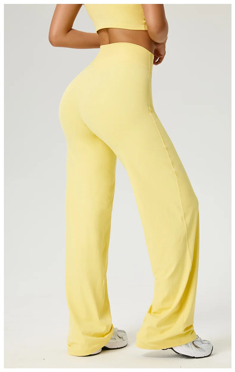 Dames High Waist Rechte Pijp Yogabroek – Zachte Gymlegging met Ademend Nylonmateriaal