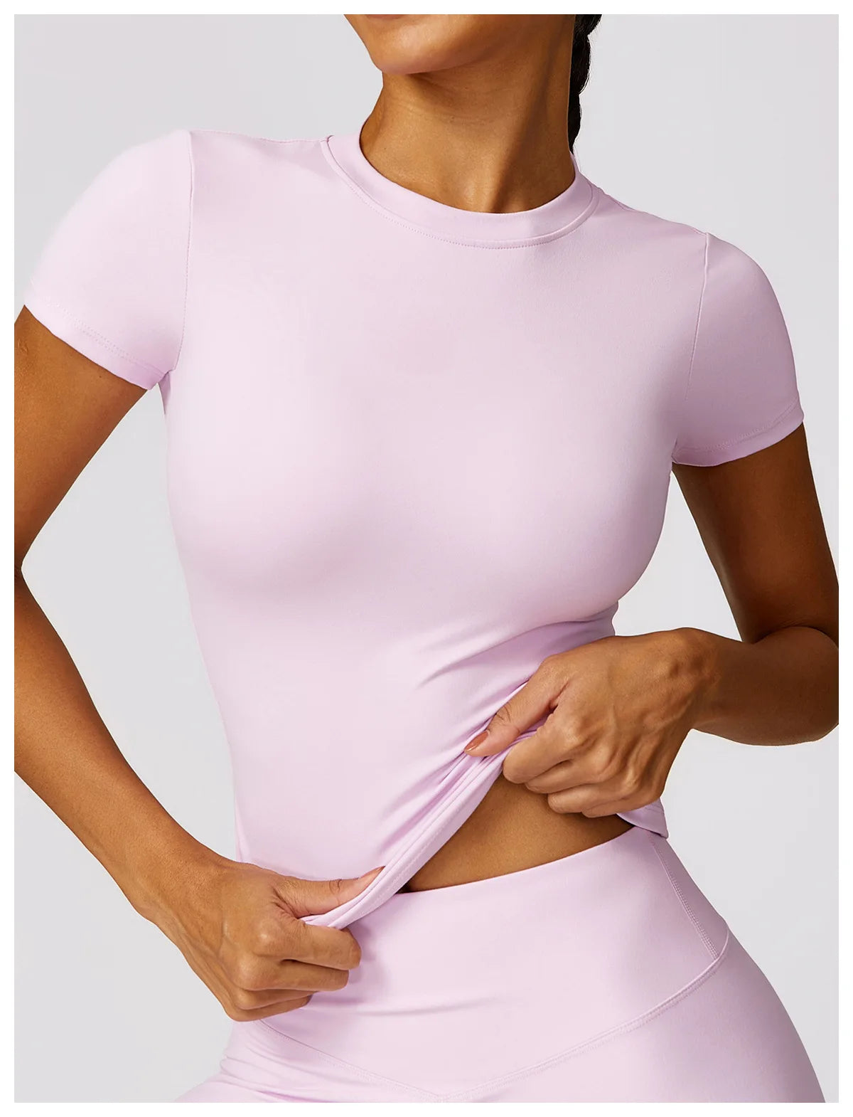 Dames Yoga Top Naadloos - Sexy Sport Shirt Korte Mouw