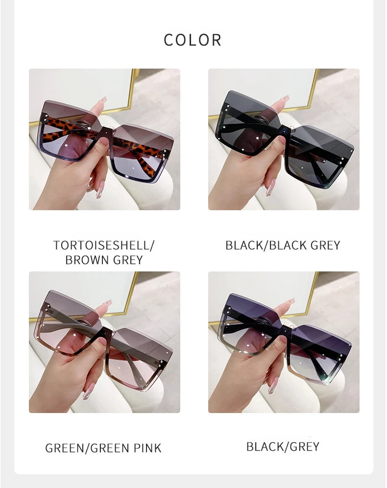 Gradient Rimless Square Sunglasses Women Brand Desiginer 2022 Vintage Green Pink Sun Glasses Ladies Shades Eyewear