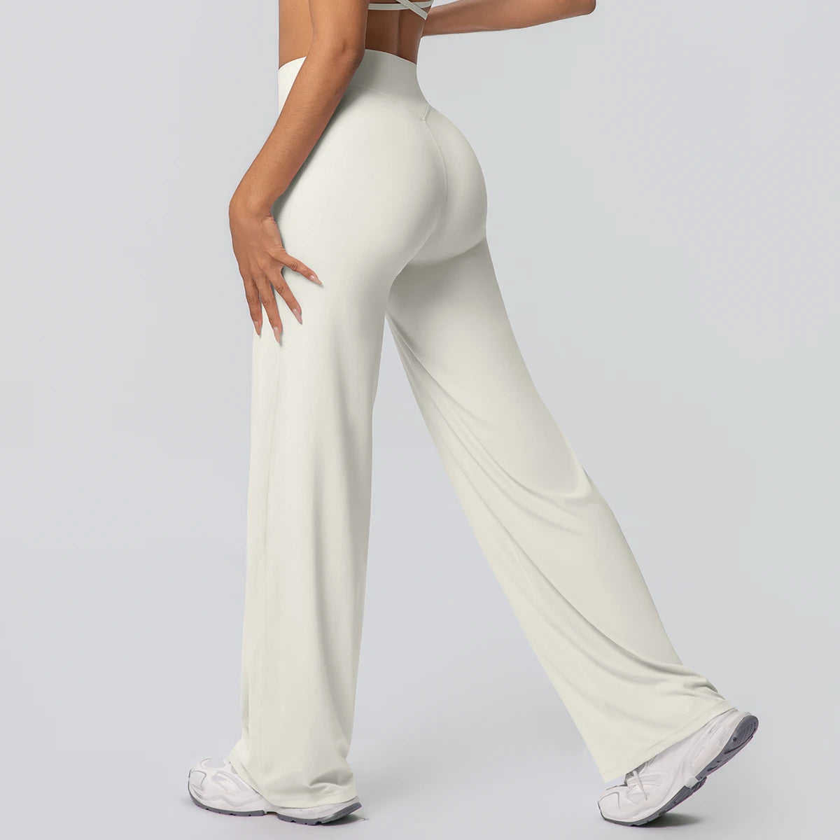 Dames Ademende Wijde Pijp Yogabroek – High Waist Sportbroek voor Buiten & Gym