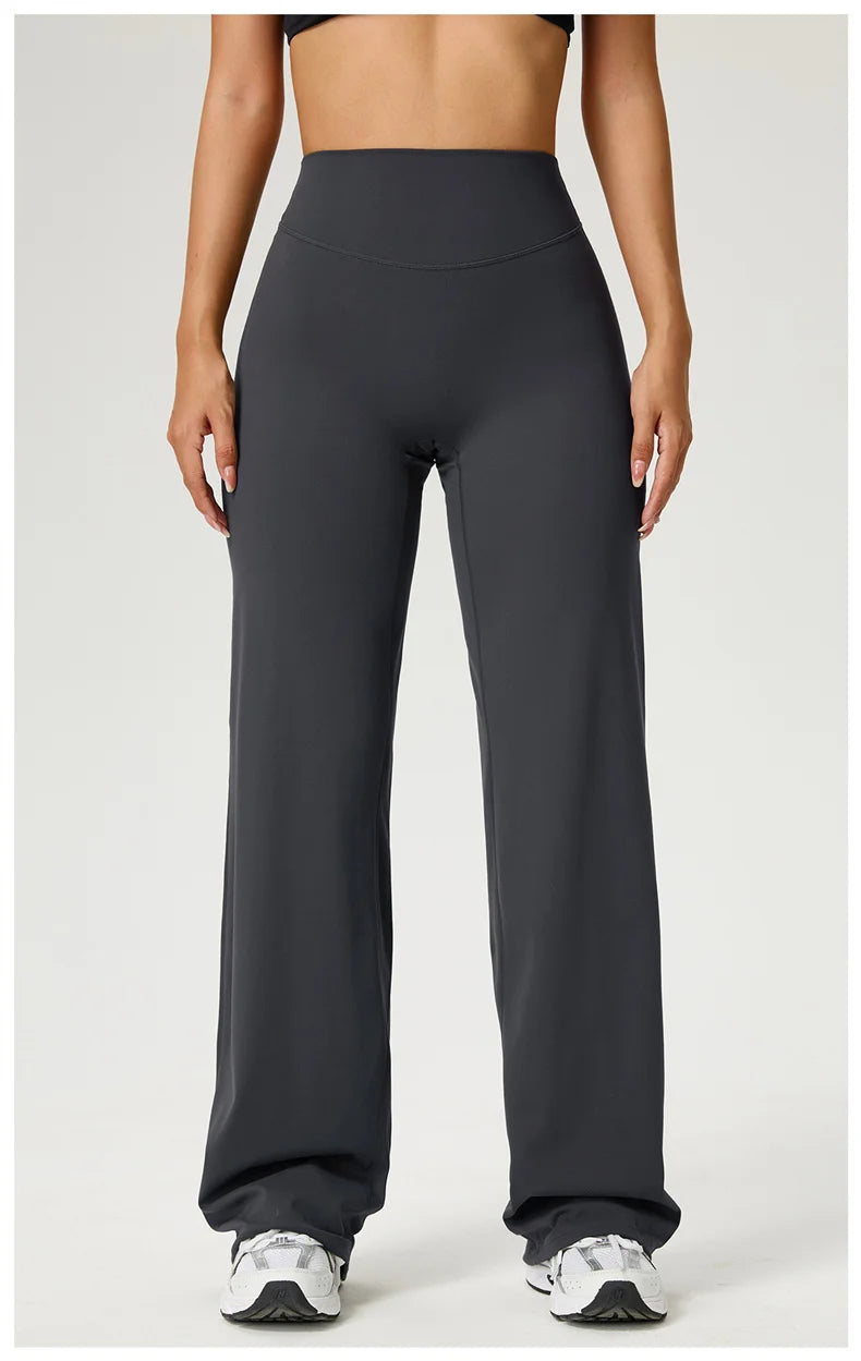 Dames High Waist Rechte Pijp Yogabroek – Zachte Gymlegging met Ademend Nylonmateriaal