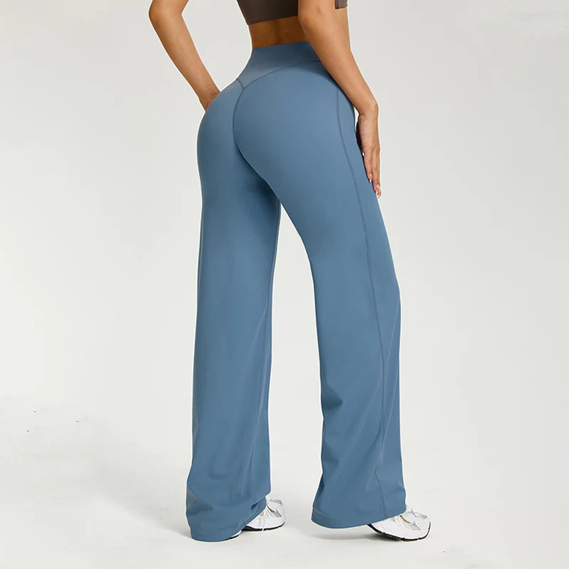 Dames High Waist Rechte Pijp Yogabroek – Zachte Gymlegging met Ademend Nylonmateriaal