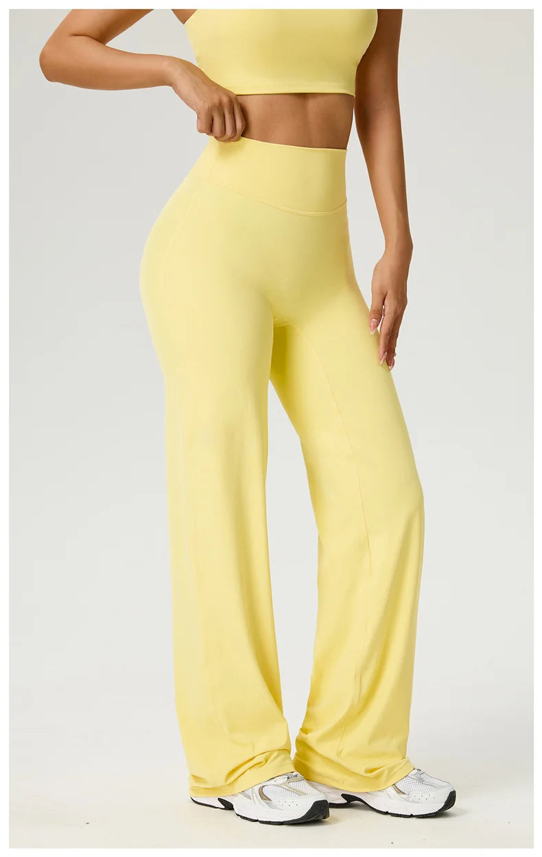 Dames High Waist Rechte Pijp Yogabroek – Zachte Gymlegging met Ademend Nylonmateriaal