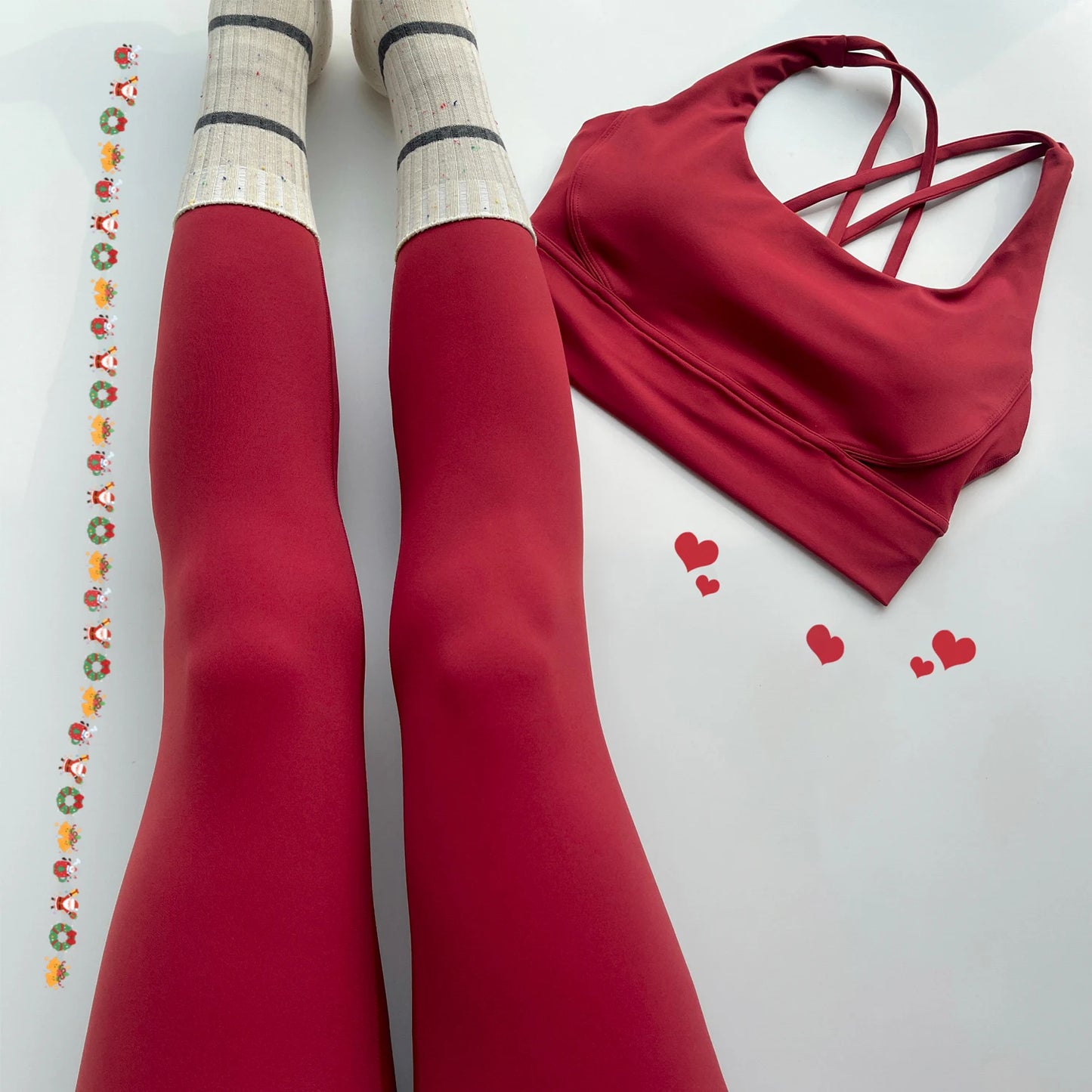 Yogaleven 2-delig Set – High Waist Legging & BH Rood
