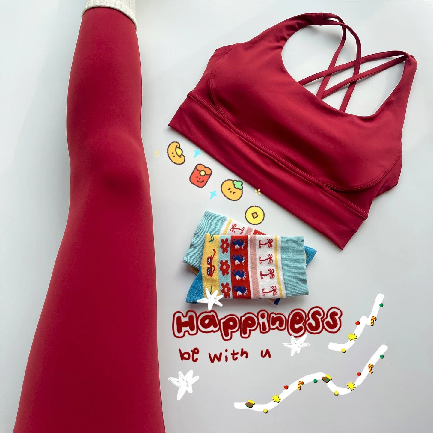 Yogaleven 2-delig Set – High Waist Legging & BH Rood