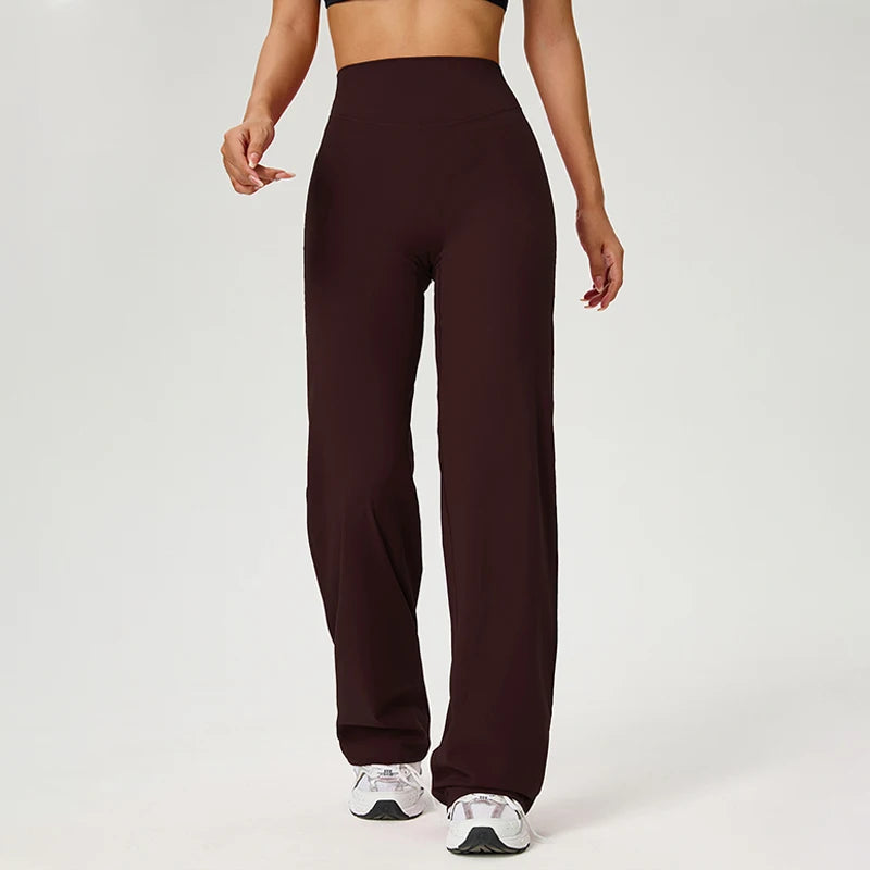 Dames High Waist Rechte Pijp Yogabroek – Zachte Gymlegging met Ademend Nylonmateriaal