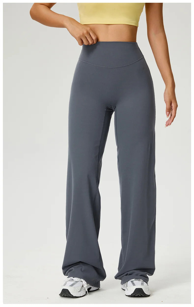 Dames High Waist Rechte Pijp Yogabroek – Zachte Gymlegging met Ademend Nylonmateriaal