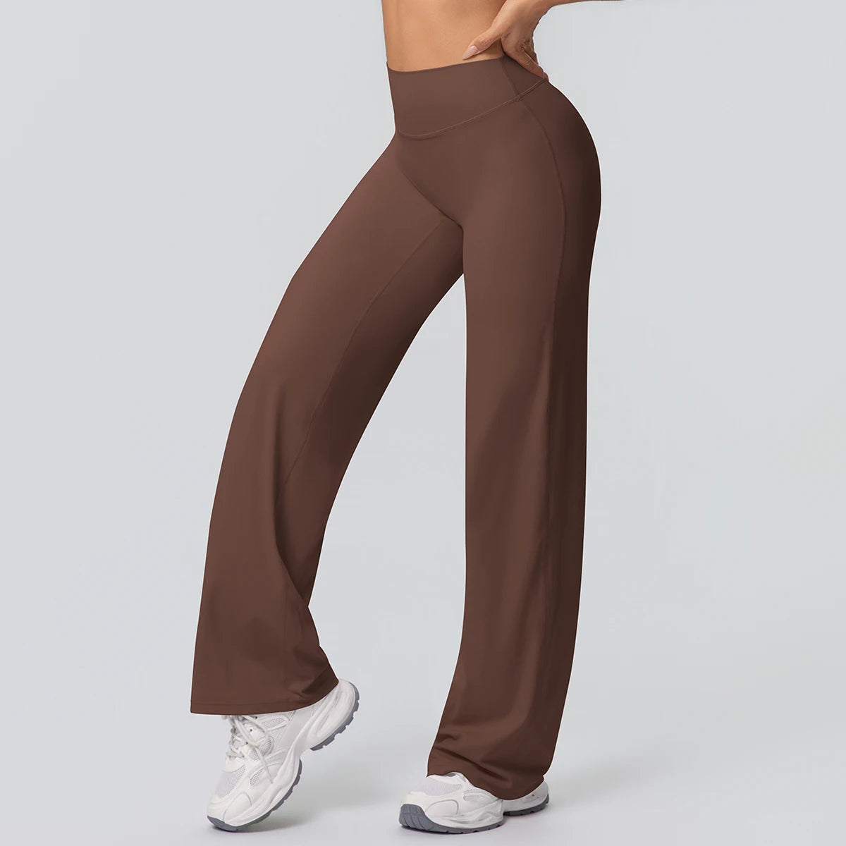 Dames Ademende Wijde Pijp Yogabroek – High Waist Sportbroek voor Buiten & Gym
