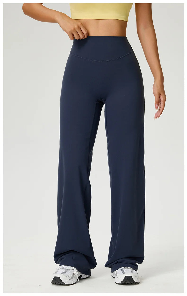 Dames High Waist Rechte Pijp Yogabroek – Zachte Gymlegging met Ademend Nylonmateriaal
