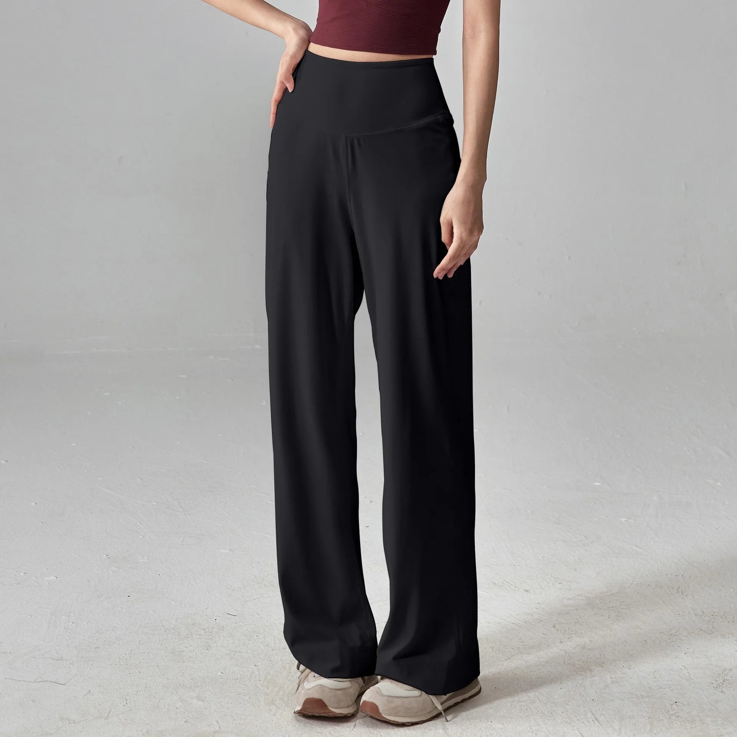 Dames High Waist Yogabroek met Zakken – Stretch Sweatpants met Zacht Gevoel