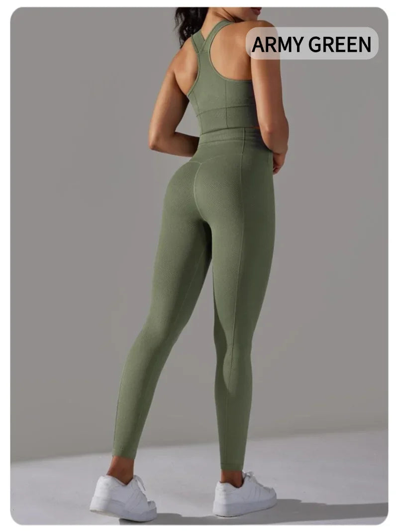 Yogaleven Naadloze Set – Sportlegging & Vest