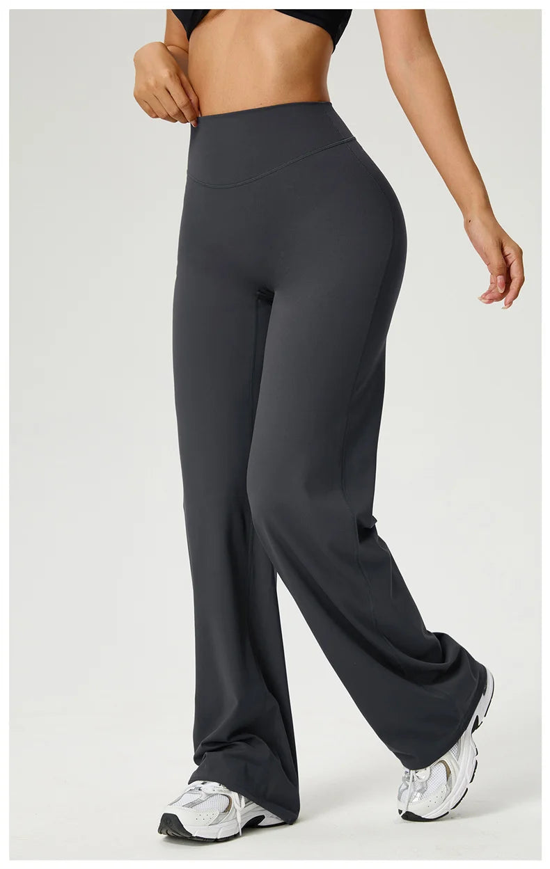 Dames High Waist Rechte Pijp Yogabroek – Zachte Gymlegging met Ademend Nylonmateriaal