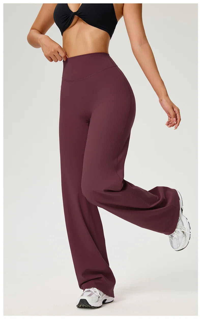 Dames High Waist Rechte Pijp Yogabroek – Zachte Gymlegging met Ademend Nylonmateriaal