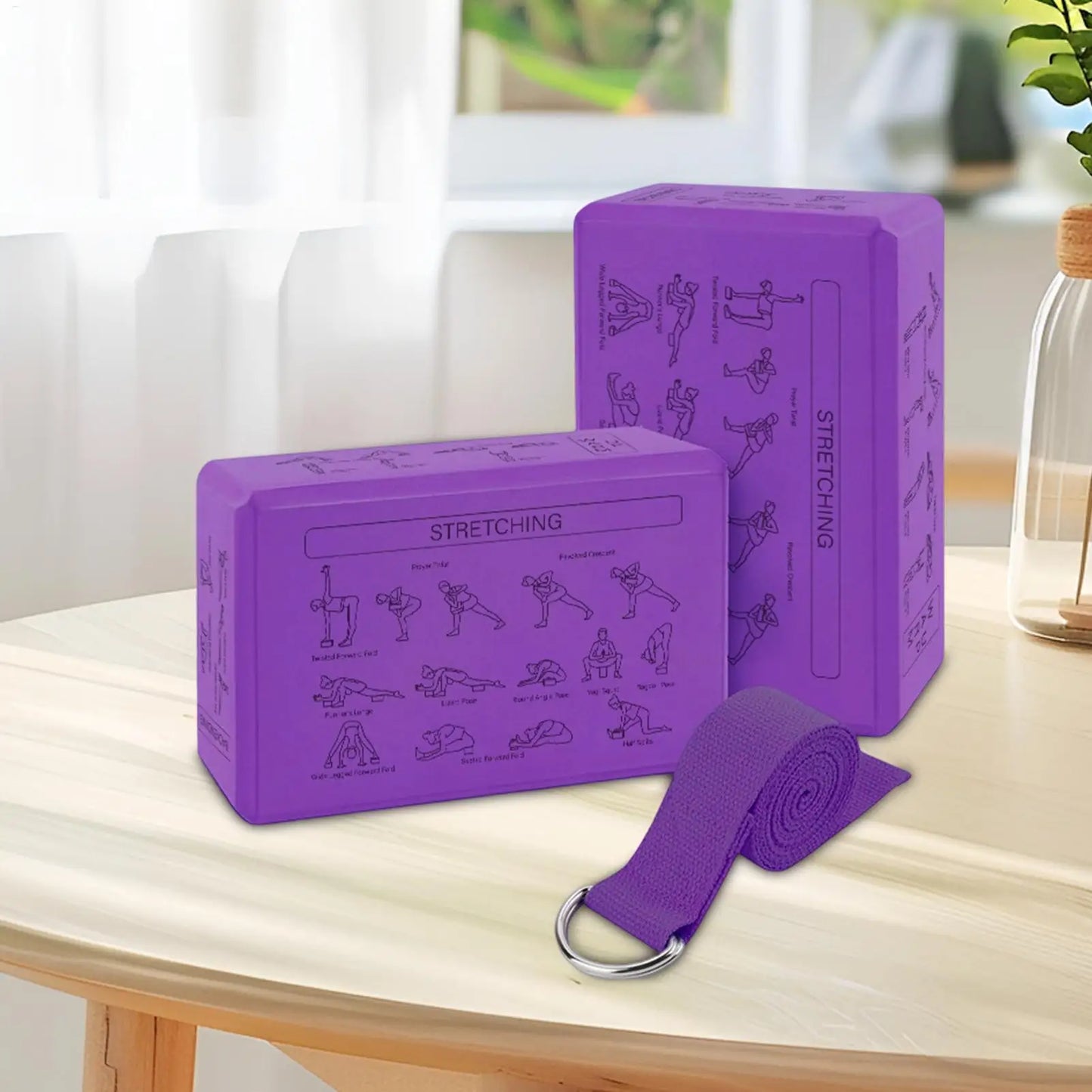 Yoga Blokken EVA Foam - 2 Stuks met Stretch Riem