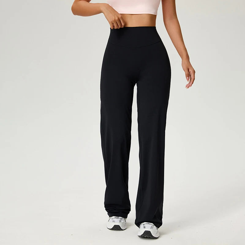 Dames High Waist Rechte Pijp Yogabroek – Zachte Gymlegging met Ademend Nylonmateriaal