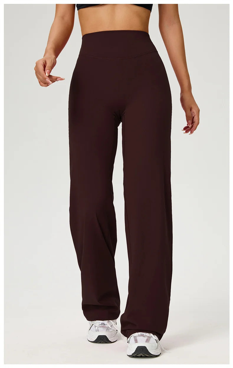 Dames High Waist Rechte Pijp Yogabroek – Zachte Gymlegging met Ademend Nylonmateriaal