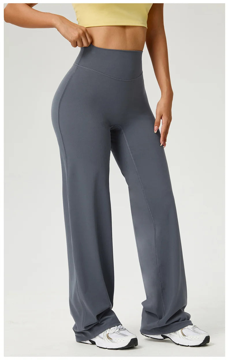 Dames High Waist Rechte Pijp Yogabroek – Zachte Gymlegging met Ademend Nylonmateriaal