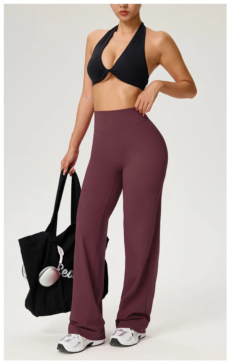 Dames High Waist Rechte Pijp Yogabroek – Zachte Gymlegging met Ademend Nylonmateriaal