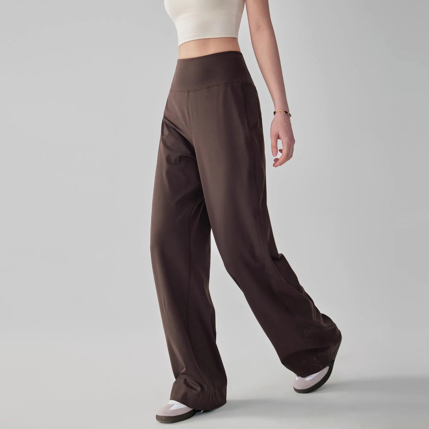 Dames High Waist Yogabroek met Zakken – Stretch Sweatpants met Zacht Gevoel