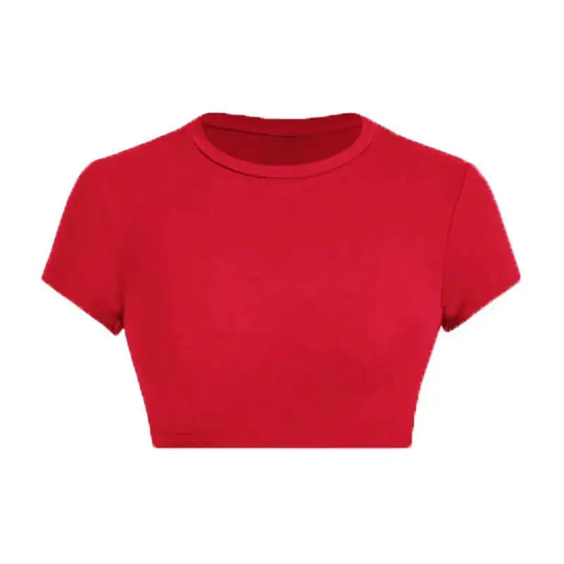 Yogaleven Crop Top – Ronde Hals Korte Mouw Rood