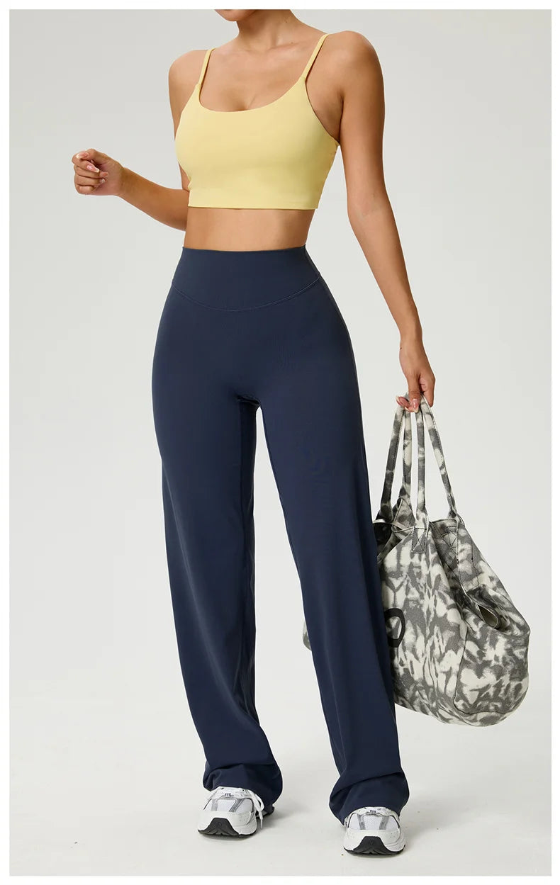 Dames High Waist Rechte Pijp Yogabroek – Zachte Gymlegging met Ademend Nylonmateriaal