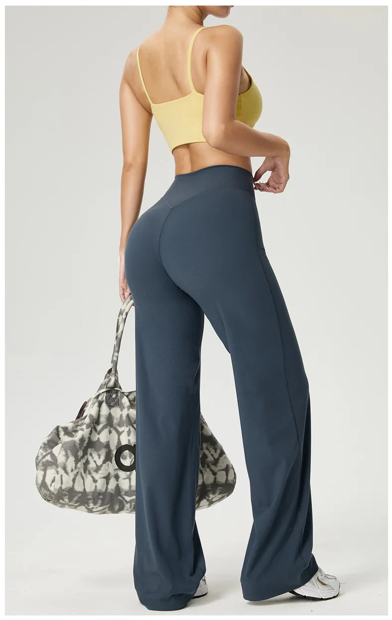 Dames High Waist Rechte Pijp Yogabroek – Zachte Gymlegging met Ademend Nylonmateriaal
