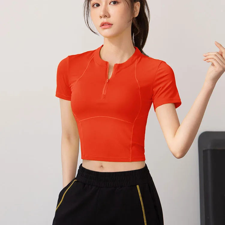 Yogaleven Half Zip Top – Korte Mouw Slim Fit