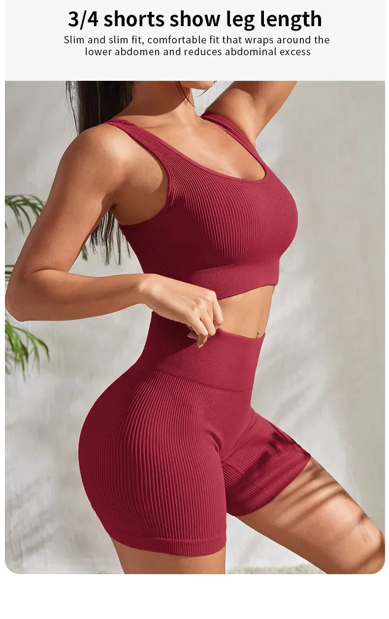 Yogaleven Geribd Set – Crop Top & High Waist Short