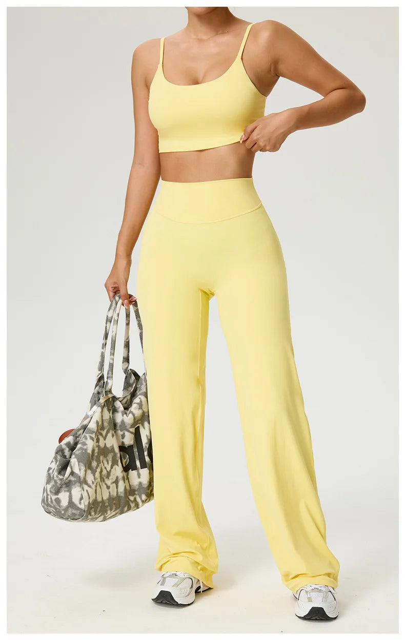 Dames High Waist Rechte Pijp Yogabroek – Zachte Gymlegging met Ademend Nylonmateriaal