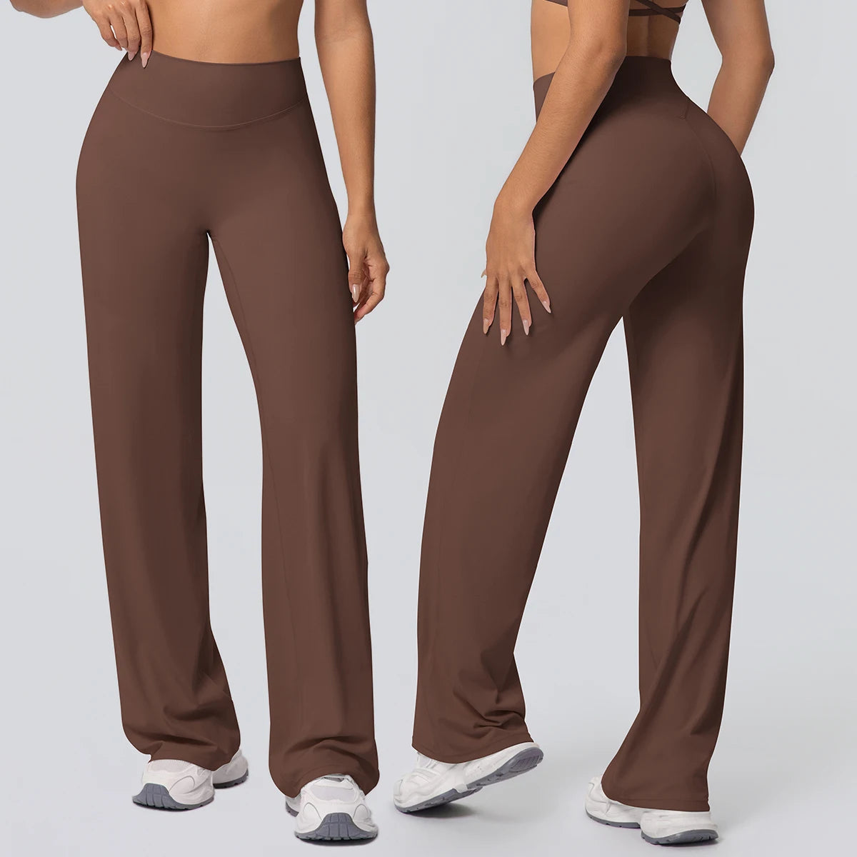 Dames Ademende Wijde Pijp Yogabroek – High Waist Sportbroek voor Buiten & Gym