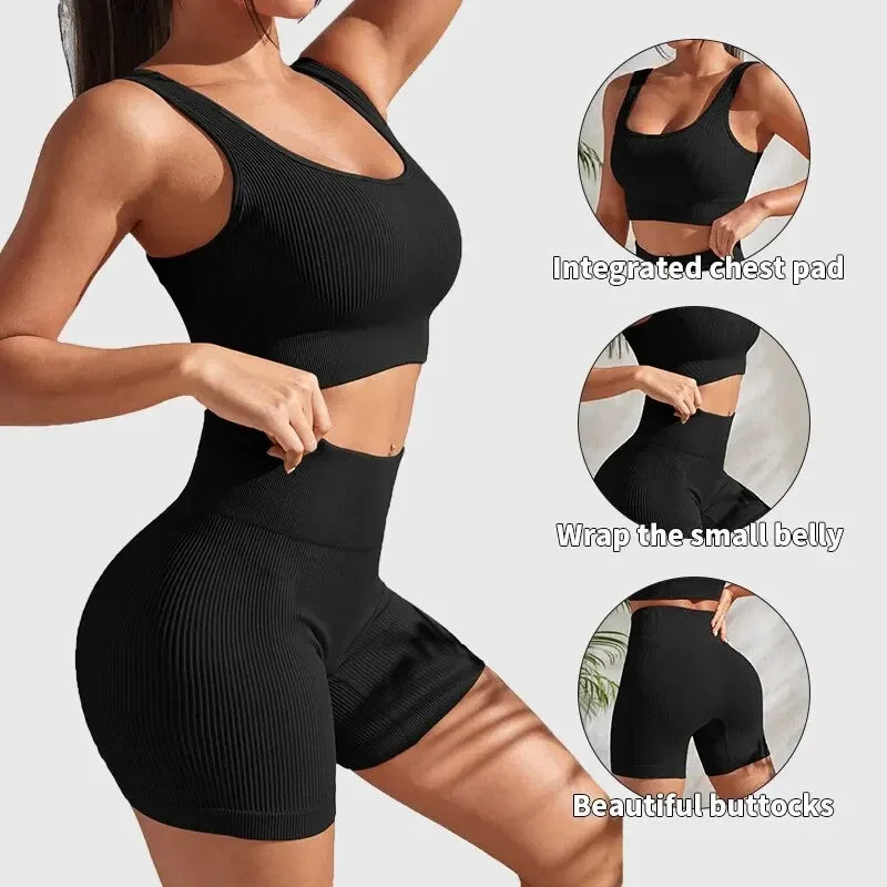 Yogaleven Geribd Set – Crop Top & High Waist Short