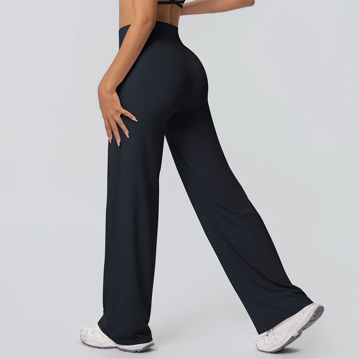 Dames Ademende Wijde Pijp Yogabroek – High Waist Sportbroek voor Buiten & Gym