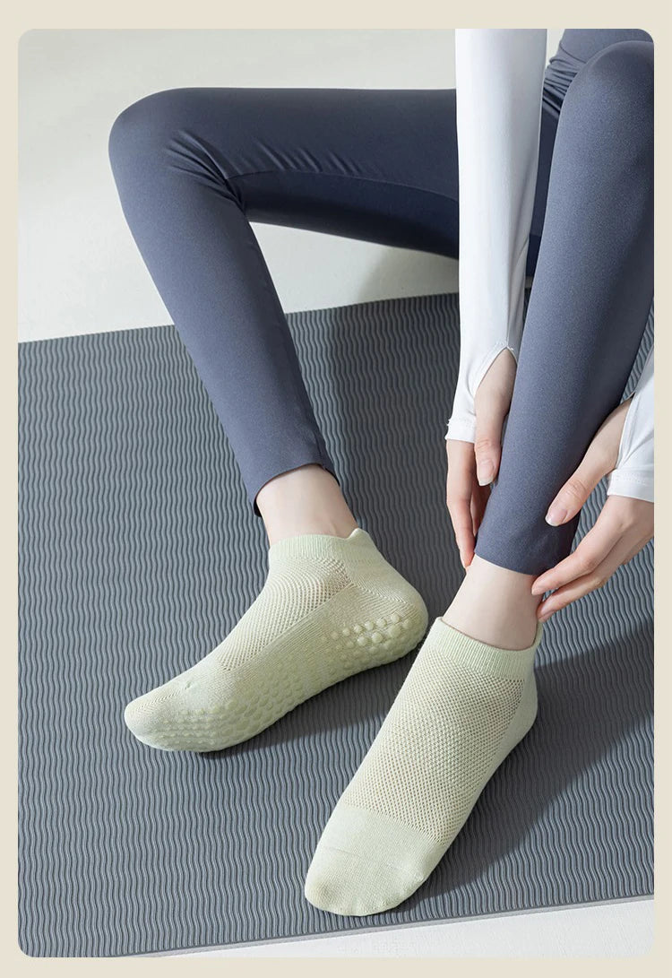 3 Paar Yoga Sokken voor Vrouwen Ademende Mesh Sokken Antislip Pilates Sokken Grip Katoen Lage Gym Fitness Sport Korte Yoga Sokken