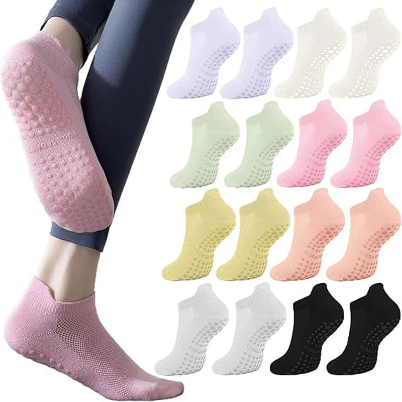 3 Paar Yoga Sokken voor Vrouwen Ademende Mesh Sokken Antislip Pilates Sokken Grip Katoen Lage Gym Fitness Sport Korte Yoga Sokken