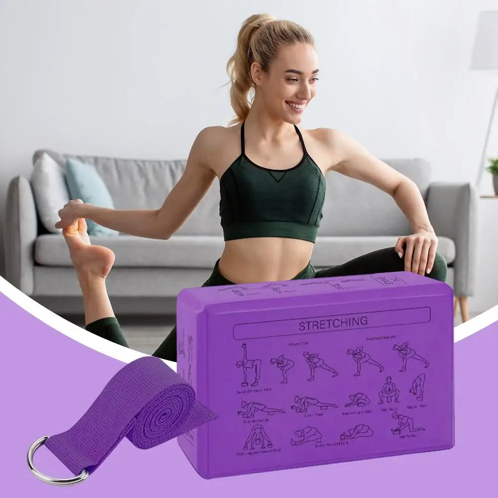 Yoga Blokken EVA Foam - 2 Stuks met Stretch Riem