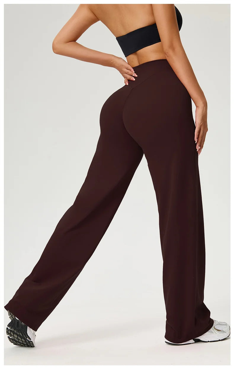 Dames High Waist Rechte Pijp Yogabroek – Zachte Gymlegging met Ademend Nylonmateriaal