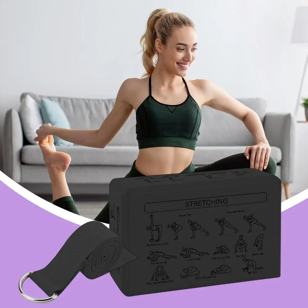 Yoga Blokken EVA Foam - 2 Stuks met Stretch Riem