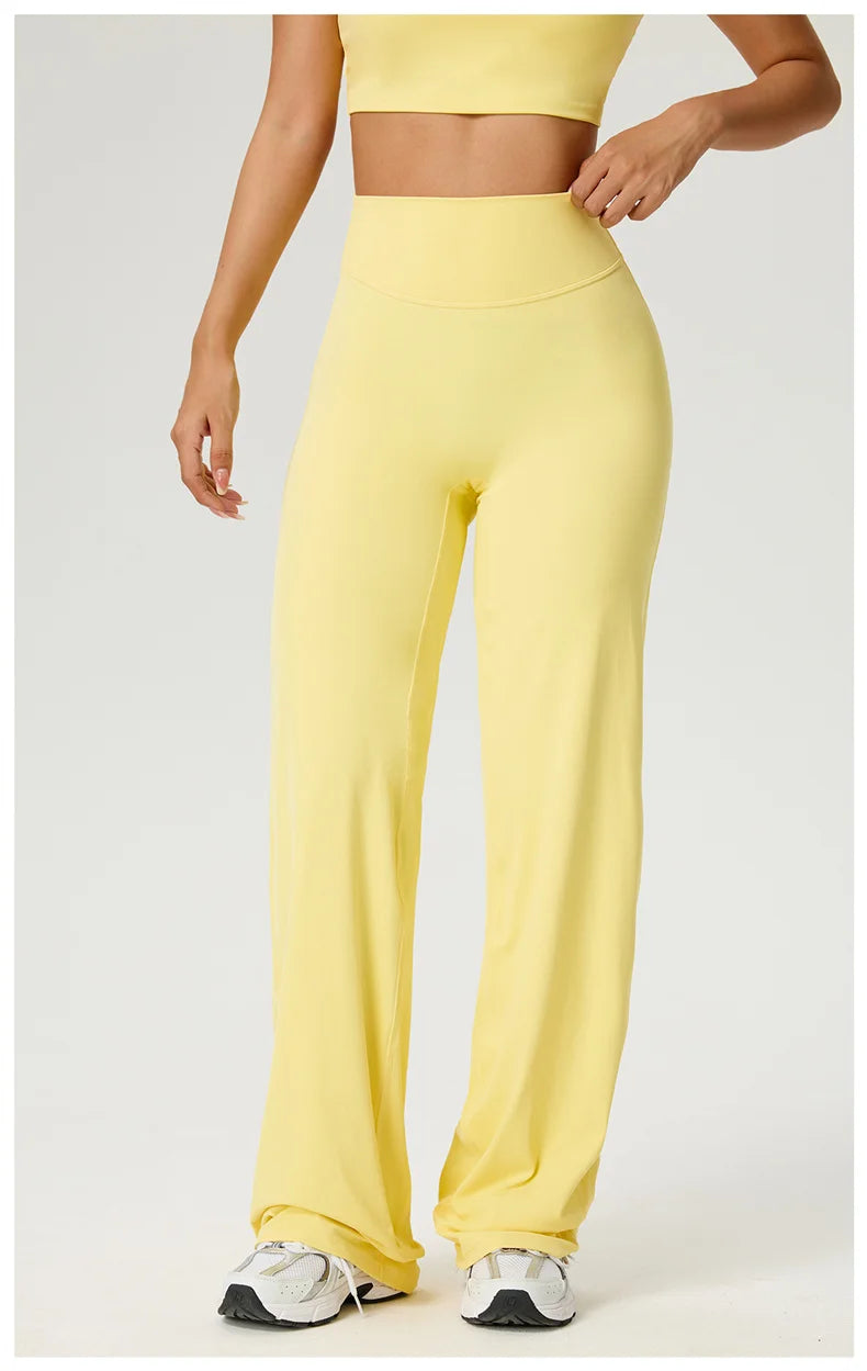 Dames High Waist Rechte Pijp Yogabroek – Zachte Gymlegging met Ademend Nylonmateriaal