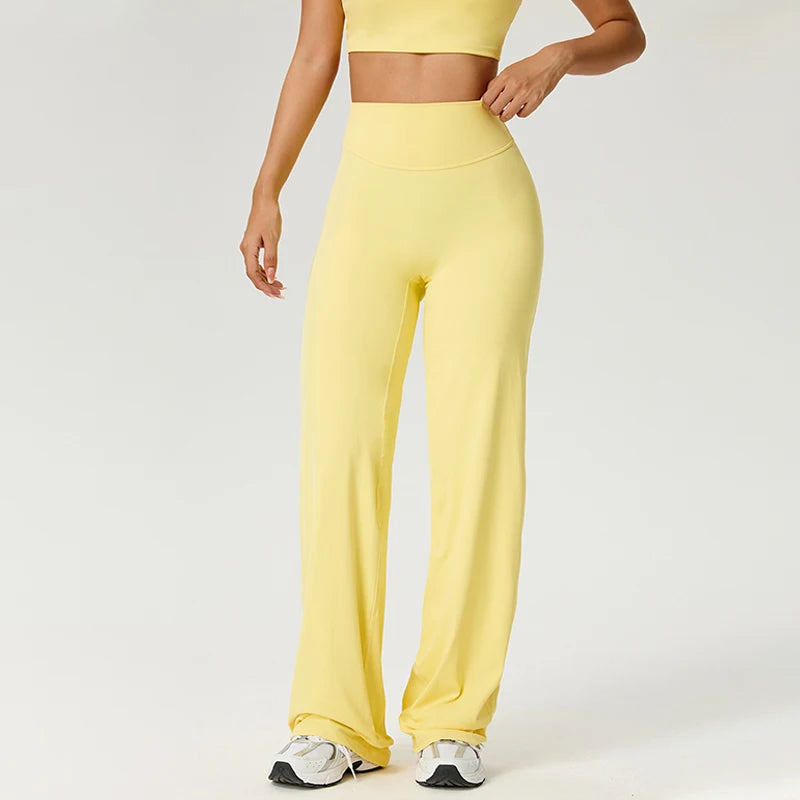Dames High Waist Rechte Pijp Yogabroek – Zachte Gymlegging met Ademend Nylonmateriaal
