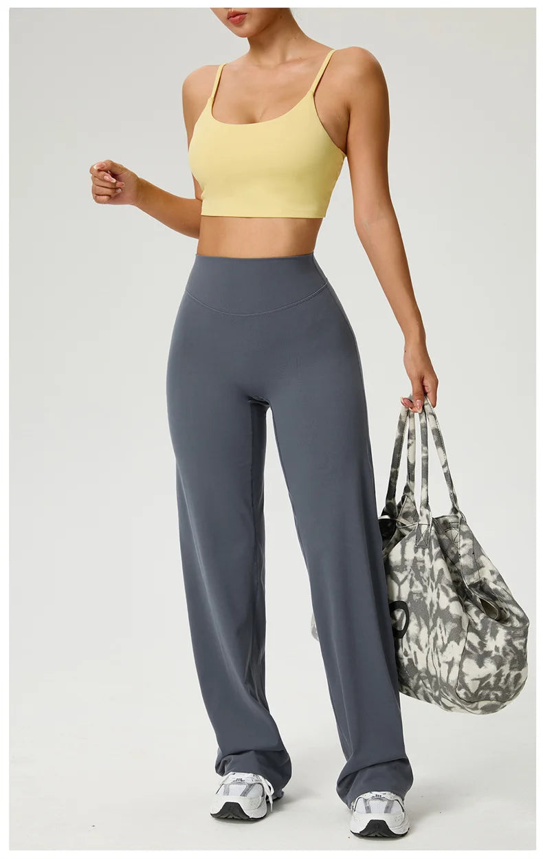 Dames High Waist Rechte Pijp Yogabroek – Zachte Gymlegging met Ademend Nylonmateriaal