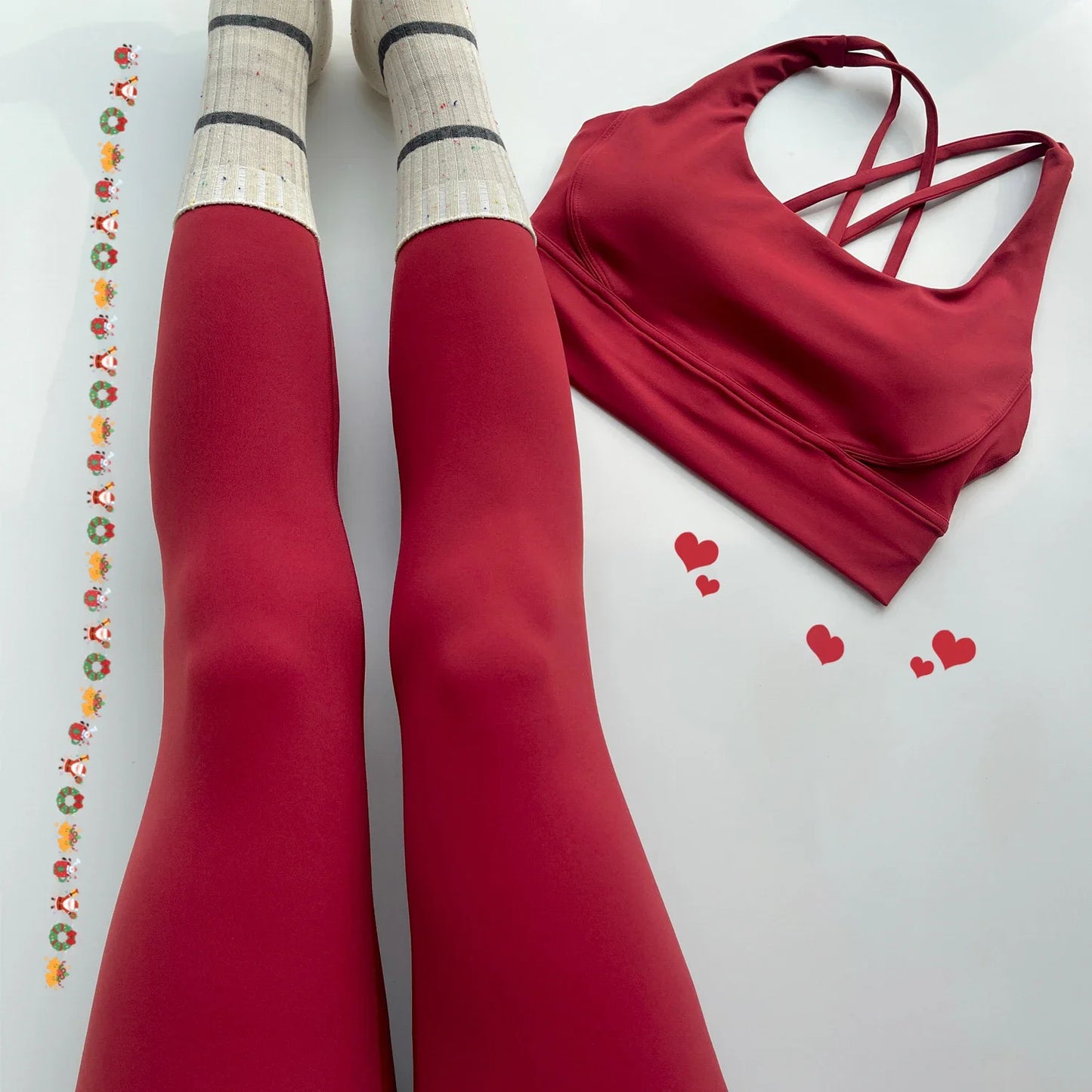 Yogaleven 2-delig Set – High Waist Legging & BH Rood