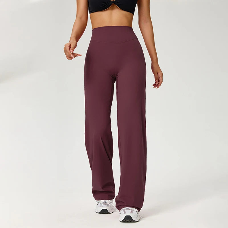 Dames High Waist Rechte Pijp Yogabroek – Zachte Gymlegging met Ademend Nylonmateriaal