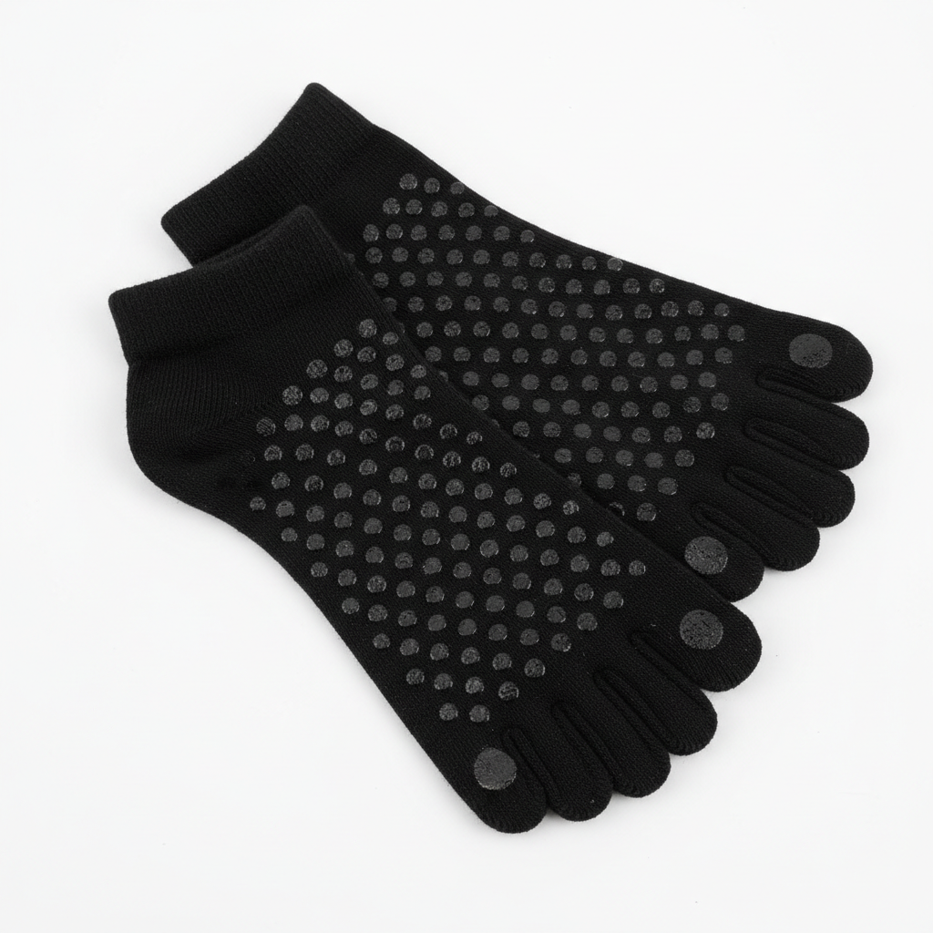 Zwarte yoga sokken detail - vijf tenen design
