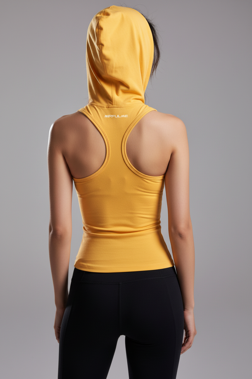 Westers model in gele sporttop
